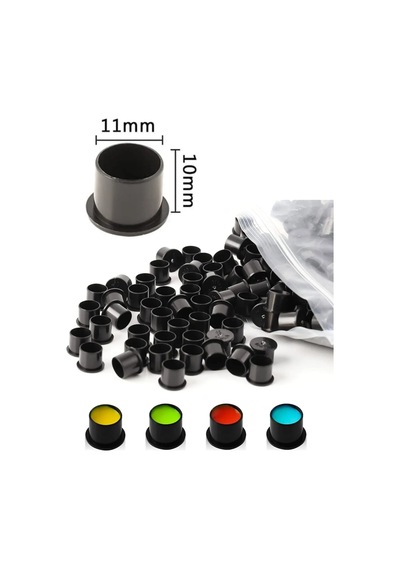 250 Adet - 11 Çap Ayaklı Pota Siyah Küçük Boy Pigment Kabı - Dövme Potası