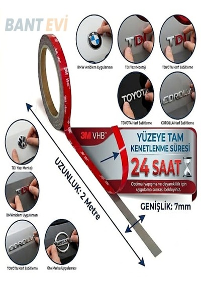 3m Oto Amblem Ve Logo Yapıştırma Bandı Araç Yazı Yapıştırma Çift Taraflı Bant