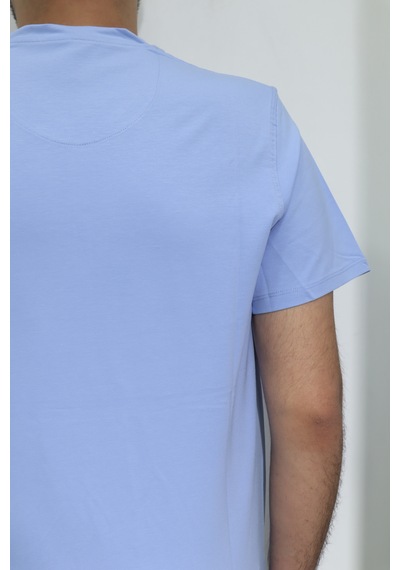 Santa Dmctekstil Erkek Düz Spor Kesim Kalıbı Rahat V Yaka T-shirt Mavi
