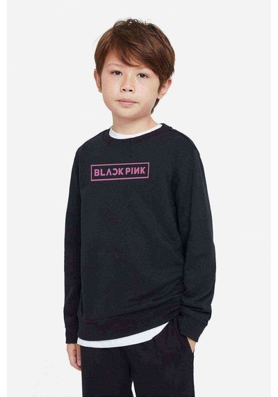 Tshirthane Blackpink Baskılı Unisex Çocuk Siyah Sweatshirt