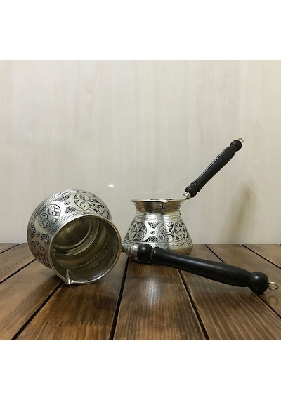 İşlemeli Bakır Tombik Cezve 7 Fincanlık