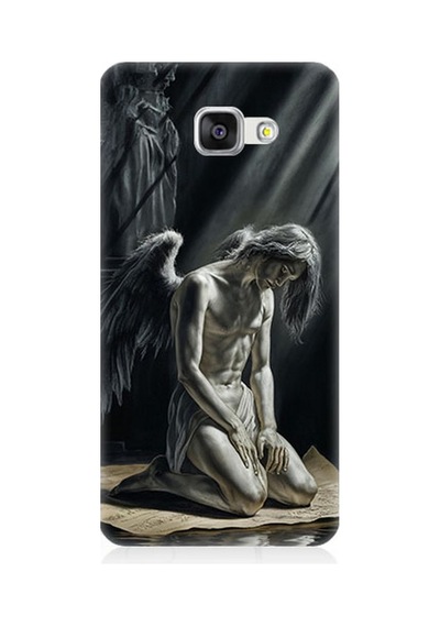 Samsung Galaxy A7 2016 Uyumlu Gölgede Diz Çöken Melek Desenli Silikon Kılıf Çok Renkli
