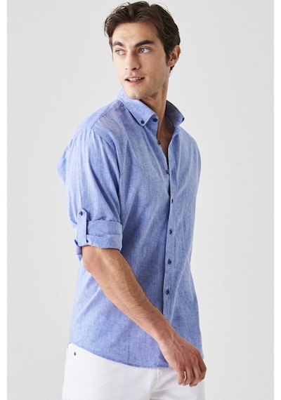 AC&Co / Altınyıldız Classics Erkek Saks Mavi Comfort Fit Rahat Kesim Düğmeli Yaka Casual Keten Gömlek 4A2022200085SKSXL Saks AC&Co / Altınyıldız Classics Erkek Saks Mavi Comfort Fit Rahat Kesim Düğmeli Yaka Casual Keten Gömlek 4A2022200085SKSXL Saks