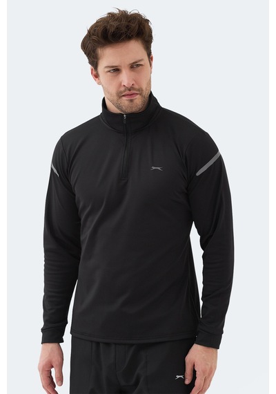 Slazenger Intımate I Erkek Dik Yaka Fermuarlı Siyah Sweatshırt Siyah