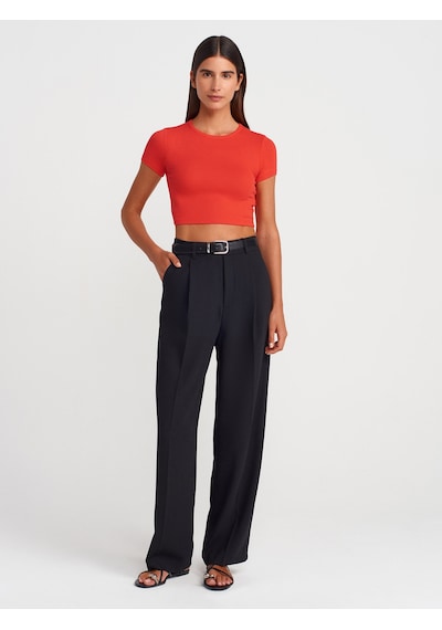 Dilvin 31104 Modal Crop Top-kırmızı Kırmızı