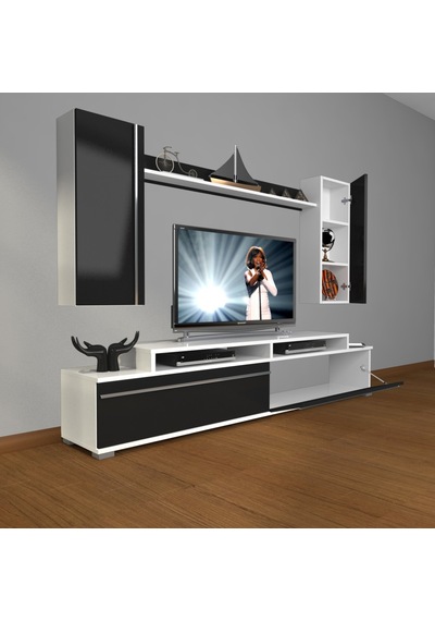 Decoraktiv Ekoflex 7 Mdf Tv Ünitesi Tv Sehpası Beyaz - Siyah