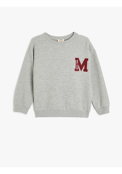 Koton Bisiklet Yaka Slogan Baskılı Uzun Kollu Sweatshirt Gri 5wkb10404tk Gri