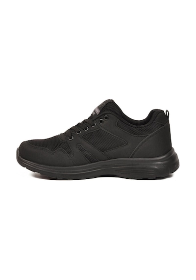 Walkway Siyah Fileli Hafif Bağcıklı Esnek Unisex Spor Ayakkabı 020 G