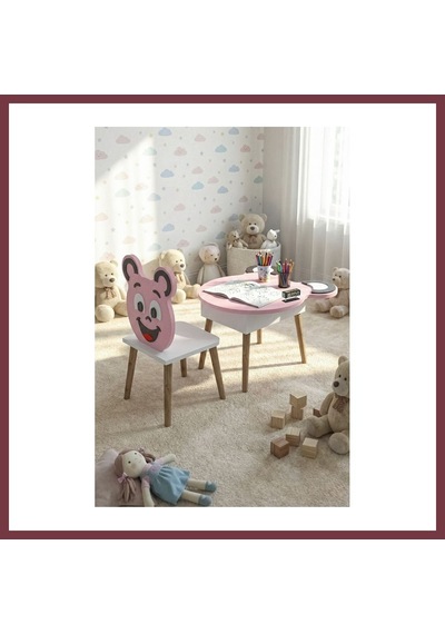 Storeşahin Happy Face Masa Sandalye Seti Pembe Shn0720