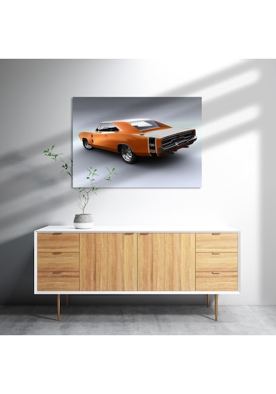 Cakasepetim Turuncu Dodge Charger Rt Ahşap Mdf Tablo