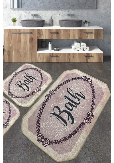 Voten Banyo Halısı Djt 3 Lü Set Banyo Halısı Paspas Yıkanabilir Kaymaz