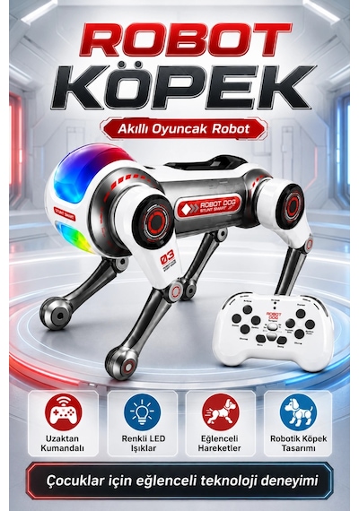 Blic Brb1 Akıllı Robot Köpek 2.4ghz Uzaktan Kumandalı Sesli Komutlu Rgb Işıklı Ve Akrobatik Eğitici Beyaz