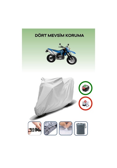 Gri Arka Çanta Uyumlu Yamaha Wr 250 X Uyumlu Motosiklet Brandası Motor Örtüsü
