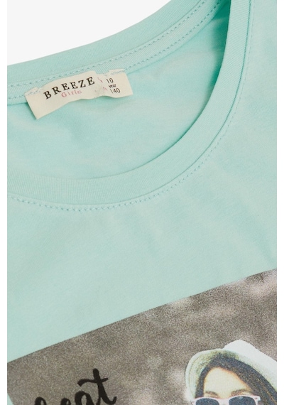 Breeze Kız Çocuk Tişört Havalı Kız Baskılı 8-14 Yaş, Su Yeşili-su Yeşili Su Yeşili