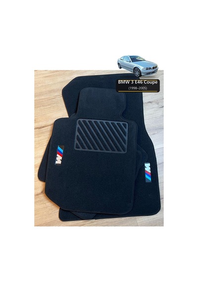 Oto Halı Paspas Seti Bmw 3 E46 Coupe 1998 2005 Uyumlu Sport Kaymaz & Şık Tasarım - Si Yah