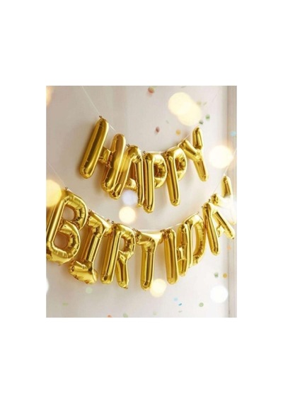 Beysüs Happy Bırthday Folyo Balon Doğum Günü Parti Happy Bırthday Altın Renk Folyo Balon