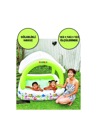 Gölgelikli Havuz 143 x 143 x 123 CM - 240 Litre Çok Renkli