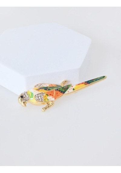 Jimmy Key Jimmy Key Karışık Kuş Figürlü Parlak Taşlı Broş 6sw357565999 Çok Renkli