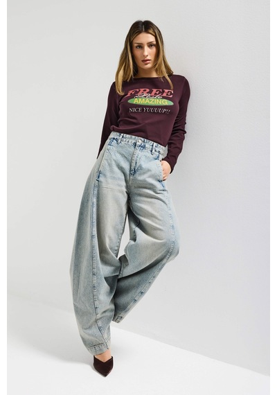 Itsbasic Kadın T.kot Rengi 4s6-65 Süper Palazzo Fit Yandan Cepli Denim Jean