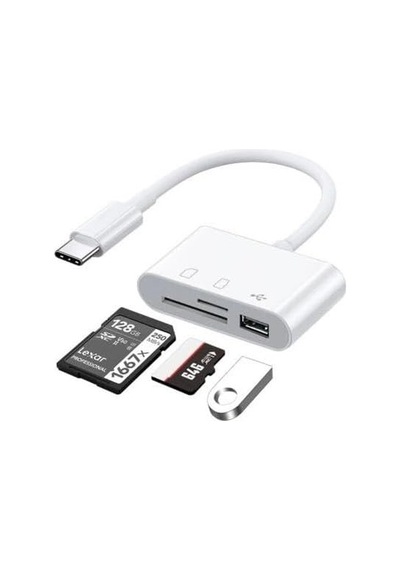 3252 Usb Type C To Sd Microsd Tf Kart Okuyucu Usb 3in1 Çevirici Dönüştürücü Adaptör