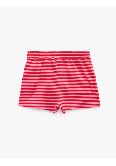 Koton Pamuklu Çizgili Normal Bel Mini Şort Pembe Çizgili 6sal40146ık