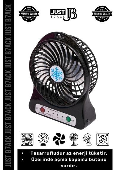 Masafanı 3 Mod Şarjlı Aydınlatmalı Sessiz Mini Pervaneli Soğutucu Küçük Masaüstü Vantilatör Fan
