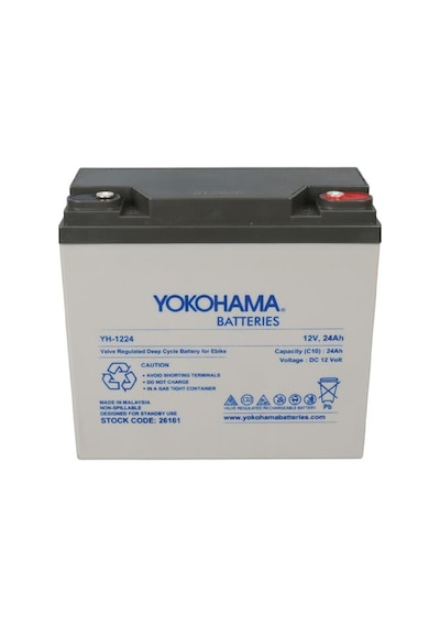 Yokohama Yh-122.4 12 Volt - 24 Amper Elektrikli Bisiklet Aküsü 180x76x167 Mm