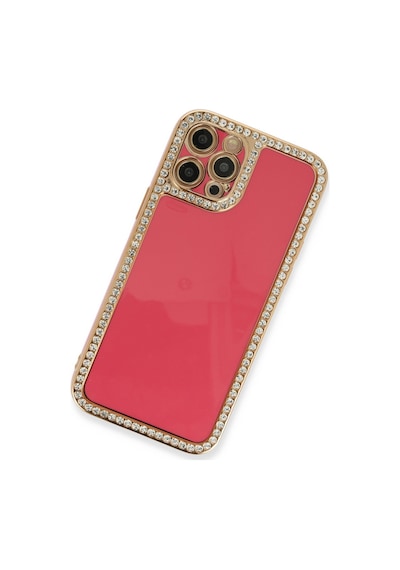 Newface - 924 - İphone 12 Pro Kılıf Solo Taşlı Silikon - Edntrend - - Pembe