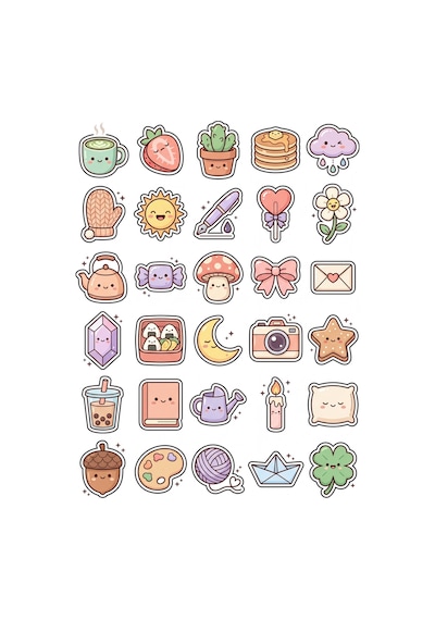 Pastel Estetik Sticker Seti 150 Adet - 5'li Mega Paket - Laptop Defter Ajanda Etiketi Çok Renkli