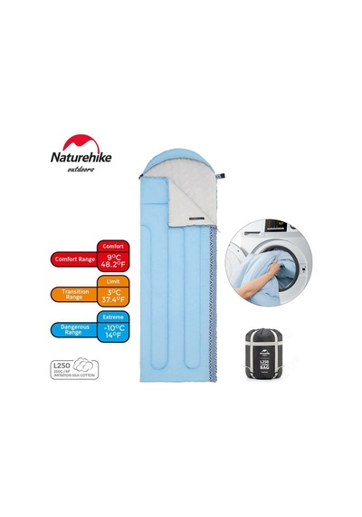 Naturehike Zarf Tarzı Kapüşonlu Uyku Tulumu -10 C Gri Left Gri