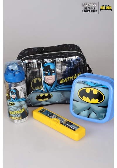 Yeni Sezon Lisanslı Batman Beslenme Çantası,matara,diş Fırçası Kutusu Ve Beslenme Kabı Yemek Seti Altın