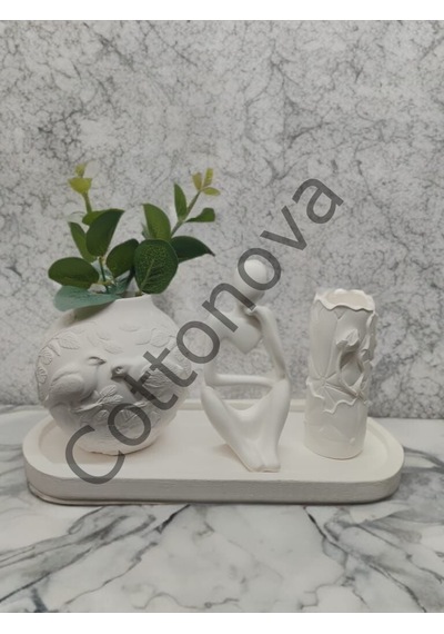 Cottonova C52 Dekoratif İnsan Figür Ve 2 Vazo
