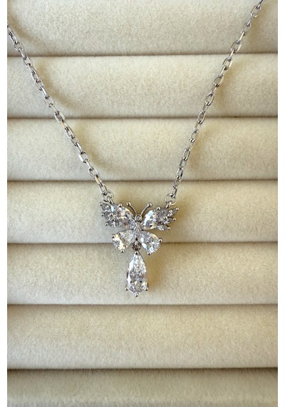 Jewelsofhope Zirkon Taşlı Kelebek Kolye 50 Kadın Kolye Xuping Gümüş