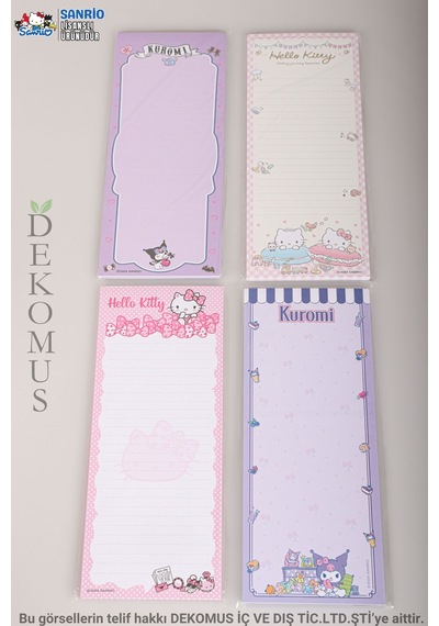 Dekomus İle Lisanslı Yeni Sezon Kuromı Ve Hello Kıtty 9x22 Cm Block Note 2'lisi Altın