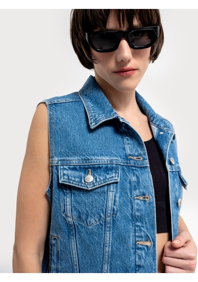 Regular Fit Kadın Yelek Denim