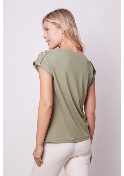 Jument Kadın Kaliteli Likrasız Span Kumaş Geniş Sıfır Yaka Duble Kollu Apoletli Düğmeli T-shirt Bluz-haki Haki Jument Kadın Kaliteli Likrasız Span Kumaş Geniş Sıfır Yaka Duble Kollu Apoletli Düğmeli T-shirt Bluz-haki Haki