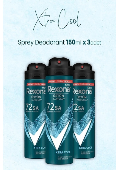 Men Sprey Deodorant Xtra Cool 150 Ml X 3 Adet