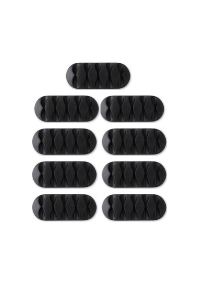 3lü Kablo Organizer - Kablo Tutucu 5 Kanallı / Siyah - 3 Paket X