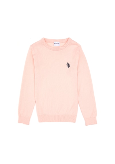 U.S. Polo Assn. Kız Çocuk Pudra Bisiklet Yaka Basic Kazak 50316808-VR042