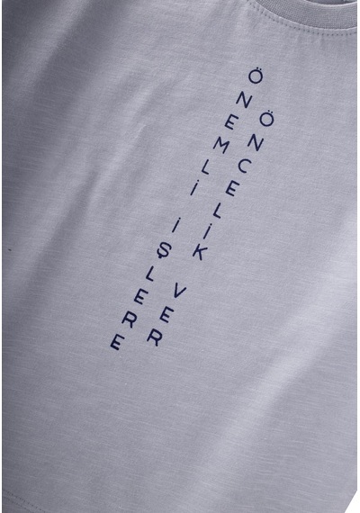 Cigit Sloganlı Uzun Kollu T-shirt 2-10 Yaş Pastel Mavi