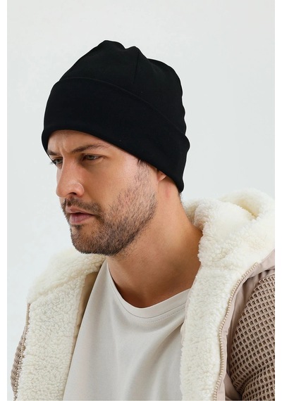 Erkek Termal %100 Pamuklu Soft 2 Stil 1 Arada Bere Premium Cuts Serisi - Standart / Siyah Siyah