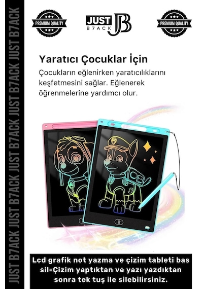 Yazıtableti 12 Inc Lcd Ekran Kalemli Dijital Çizim Tableti Yazı Tahtası Boyama Resim Akıllı Tablet Çok Renkli