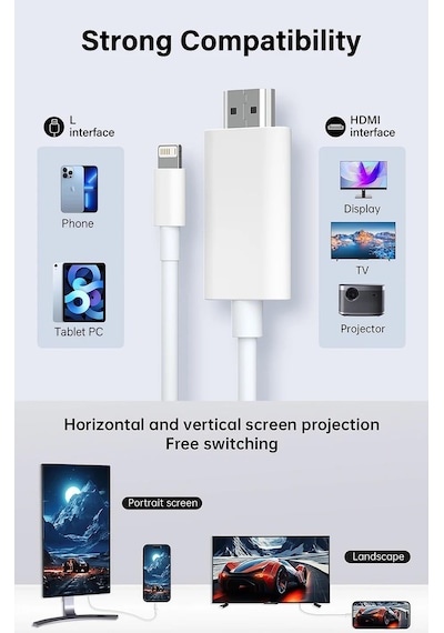 Lightning Uyumlu To Hdmi İos Uyumlu To Hdmi İphone Uyumlu Hd Hdmi Kablo 4k Ultra Hd Hdmı Kablo Standart