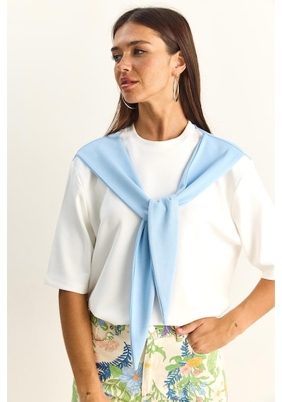 Shade Kadın Şal Detaylı Oversize Basic T-shirt 1094 60286118 - Beyaz-bebe Mavi Beyaz - Mavi Shade Kadın Şal Detaylı Oversize Basic T-shirt 1094 60286118 - Beyaz-bebe Mavi Beyaz - Mavi