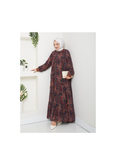 Hb Harma Time Butik Kadın Astarlı Kahverengi Şifon Şal Desen Elbise Kahverengi Kahverengi Hb Harma Time Butik Kadın Astarlı Kahverengi Şifon Şal Desen Elbise Kahverengi Kahverengi