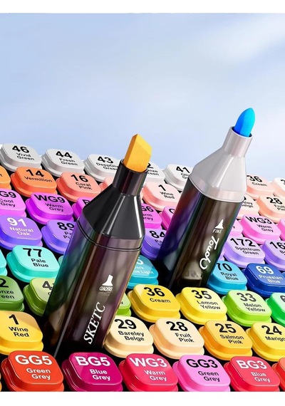 48li Profesyonel Art Marker Boya Kalem Seti, Çok Renkli, Çanta Hediyeli