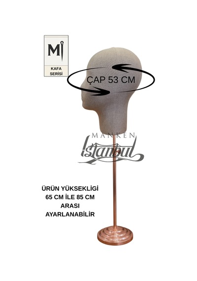 Kafa Mankeni Keten Kumaş Şapka Peruk Aksesuar Sunum Mankeni Dekoratif Stand Mn-05