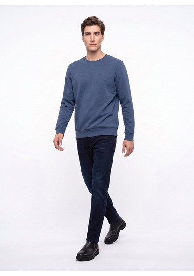 Mustang Mavi Erkek Basic Nakışlı Sweatshirt M6wm-swt1590 Indigo