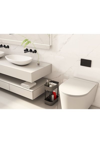 Lizbon Çok Amaçlı 2 Katlı Banyo Organizer Düzenleyici Dolap Içi Tezgah Altı Tekerleksiz Organizer Gri