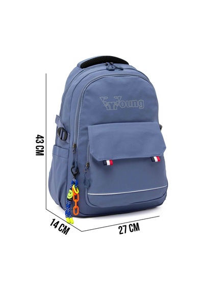 Kaff Young 51585 Blue Mavi Unisex Çok Cepli Anahtarlık Aksesuarlı Suya Dayanıklı Sırt Çantası